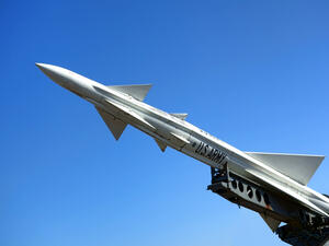 United States Army Nike Ajax surface to air anti aircraft missile solid fuel rocket weapon defense system on ground launcher. (Shutterstock/ File Photo)