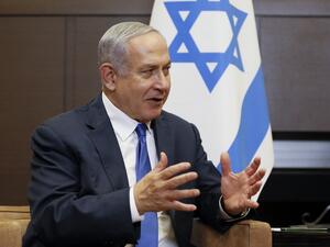 Israel's Prime Minister Benjamin Netanyahu gestures during a meeting with Russian President at the Bocharov Ruchei state residence in Sochi, on September 12, 2019. (SHAMIL ZHUMATOV / POOL / AFP)