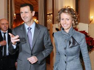 Syrian President Bashar Assad and his wife (Twitter)