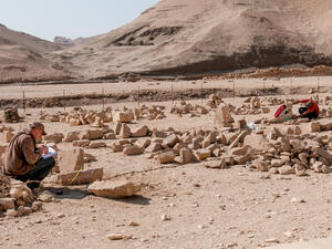 Archaeologists working near the Mortuary Temple of Queen Hatshepsut, located on the west bank of the Nile near the Valley of the Kings in Egypt. (Shutterstock/ File Photo)