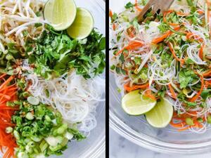 سلطة المعكرونة الفيتنامية الطازجة والسهلة