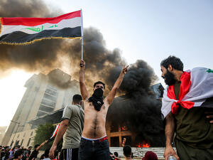Since 1 October, thousands of people have descended on Baghdad’s Tahrir Square protesting the lack of jobs, poor working conditions and widespread corruption. (Ahmad Al-Rubaye/ AFP)