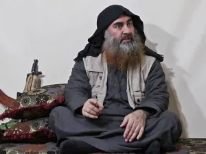 The chief of the Islamic State group, Abu Bakr al-Baghdadi, in a 2019 video. (AFP/ File Photo)