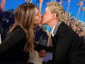 The kiss comes two weeks after Ellen kissed Howard Stern
