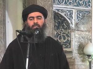 Abu Bakr Al Baghdadi, adressing Muslim worshippers at a mosque in Mosul. (AFP/ File Photo)