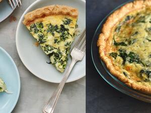 كيش السبانخ بالمشروم وجبن الفيتا