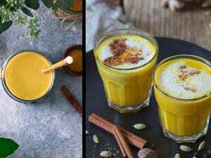 اللاتيه الذهبي بالقرفة والزنجبيل