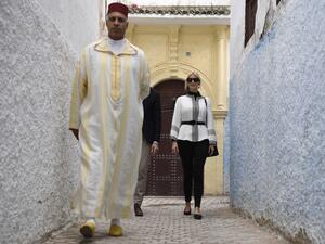 Ivanka Trump, daughter and advisor of US President Donald Trump, walks through the alleys of the Moroccan capital Rabat's Old city on November 7, 2019. FADEL SENNA / AFP