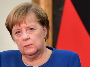 German Chancellor Angela Merkel ponders during a joint press conference with Italy's Prime Minister within their meeting at Villa Pamphili in Rome on November 11, 2019. Alberto PIZZOLI / AFP