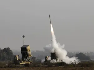 An Israeli missile launched from the Iron Dome defence missile system, designed to intercept and destroy incoming short-range rockets and artillery shells, is pictured in the southern Israeli city of Sderot on November 12, 2019. (AFP/ File Photo)