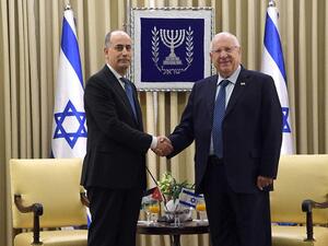 President Rivlin with the incoming ambassador of Jordan, Ghassan Majali (Twitter)