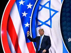 US President Donald Trump stands on stage after his address to the Israeli American Council National Summit 2019 at the Diplomat Beach Resort in Hollywood, Florida on December 7, 2019. MANDEL NGAN / AFP