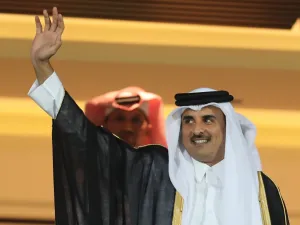 Qatar's Emir Sheikh Tamim bin Hamad al-Thani attends the 24th Arabian Gulf Cup Final football match between Bahrain and Saudi Arabia at the Khalifa International Stadium in the Qatari capital Doha on December 8, 2019. KARIM JAAFAR / AFP
