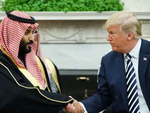 President Donald Trump shakes hands with Saudi Arabia's Crown Prince Mohammed bin Salman. (AFP/File)