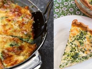 كيش السبانخ والفطر وجبن الفيتا