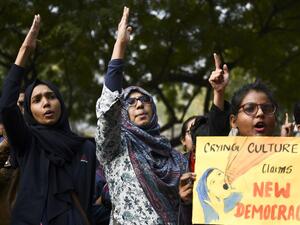 Protesters take part in a demonstration against India's new citizenship law in New Delhi on January 14, 2020. Sajjad HUSSAIN / AFP