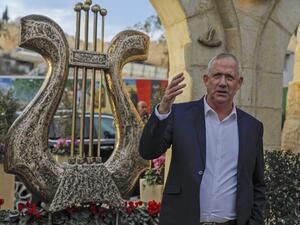 Retired Israeli General Benny Gantz, one of the leaders of the Blue and White (Kahol Lavan) political alliance, tours the City of David archaeological and tourist site run by the right-wing Elad foundation and the Israel Nature and Parks Authority, in the Palestinian neighbourhood of Silwan in east Jerusalem, on January 14, 2020.