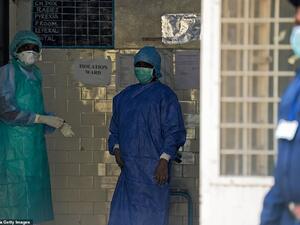 Nurses in India are pictured wearing protective gear as the country is on high alert for potential coronavirus cases – none have been diagnosed there yet. AFP
