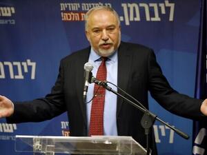 Yisrael Beitenu's party head Avigdor Liberman delivers a statement to the press on December 11, 2019 in Jerusalem. (Menahem KAHANA / AFP)