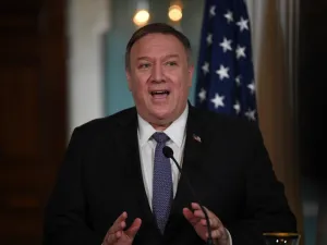 US Secretary of State Mike Pompeo and Nigerian Minister of Foreign Affairs Geoffrey Onyeama(not shown) deliver statements to the press, at the Department of State on February 4, 2020 in Washington,DC. Eric BARADAT / AFP