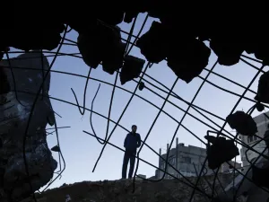 A Palestinian man inspects the site of an Israeli airstrike at Al-Shatee refugee camp in Gaza City February 6, 2020. Israeli aircraft struck Hamas positions in Gaza early Thursday, the military said, after Palestinians in the enclave again launched projectiles and explosive balloons at the Jewish state MOHAMMED ABED / AFP