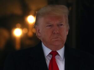 U.S. President Donald Trump walks out of the White House to greet Interim President of the Bolivarian Republic of Venezuela, at the South Portico of the White House, on February 5, 2020 in Washington, DC. Later Today the U.S. Senate is expected to vote for acquittal in President Trumps impeachment trial. Mark Wilson/Getty Images/AFP MARK WILSON / GETTY IMAGES NORTH AMERICA / AFP