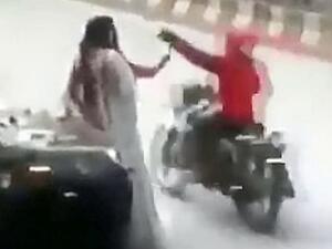 The stunned women look around in confusion as one raises her hand to her mouth before members of staff jog out to help them. (Video Screenshot)