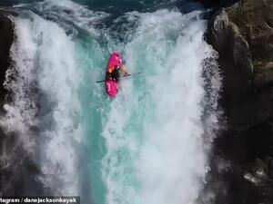 Dane Jackson, 26, had been determined to conquer the Chilean 134-foot Salto Del Maule since he first saw a photograph of it in 2016. (Video Screenshot)