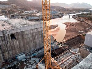 A general view of the Blue Nile River as it passes through the Grand Ethiopian Renaissance Dam, near Guba in Ethiopia, on December 26, 2019 (AFP photo)