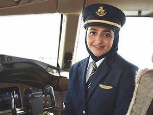 First officer Sheikha Mozah Al Maktoum is the first female commercial pilot from Dubai’s royal family. (Twitter)