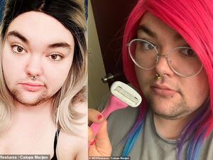Heartbreaking: College student Caiopa Jade Marja, 23, from Farmville, Virginia, used to sneak a razor into school to shave her face and arms because she was bullied for being too hairy. (Daily Mail)