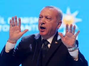 President of Turkey and leader of Justice and Development (AK) Party, Recep Tayyip Erdogan delivers a speech during the AK Party’s provincial advisory council meeting in Haci Bayram Veli University in Ankara, Turkey on March 02, 2020. Adem ALTAN / AFP