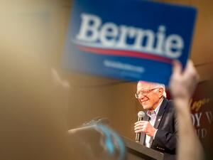 Democratic presidential hopeful Vermont Senator Bernie Sanders addresses a rally at The Saint Paul River Centre on March 2, 2020 in Saint Paul, Minnesota, on the eve of "Super Tuesday" Democratic presidential primaries. Kerem Yucel / AFP