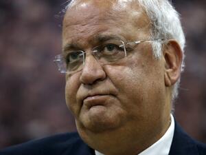 Saeb Erekat, Secretary-General of the Palestine Liberation Organisation and chief Palestinian negotiator, talks to reporters about the recent Israeli elections in the West Bank city of Ramallah on March 3, 2020. Prime Minister Benjamin Netanyahu claimed victory in Israel's general election, with exit polls putting the indicted premier in a strong position to form the next government.The previous day Erekat said the exit polls by Israeli media showed that "settlement, annexation and apartheid have won the Is