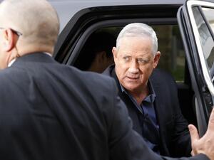 Leader of Israeli centrist party Blue and White electoral alliance Benny Gantz arrives for a meeting with hed of the Israeli secular nationalist Yisrael Beiteinu party in the central city of Ramat Gan, on March 9, 2020. JACK GUEZ / AFP