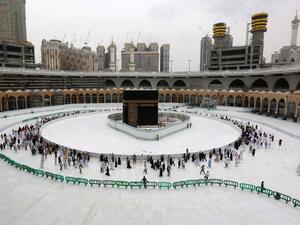 Muslim worshippers circumambulate the sacred Kaaba in Mecca's Grand Mosque, Islam's holiest site, on March 13, 2020. AFP