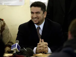 In this file photo taken on January 25, 2005 Adnan al-Zurfi, former governor of Najaf, speaks to press at the Human Right Center in Baghdad. Iraqi president Barham Saleh named former Najaf governor Adnan Zurfi as the country's new prime minister, the second attempt to find a head of government in recent months. MARWAN NAAMANI / POOL / AFP