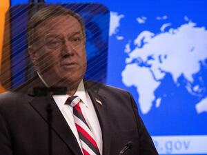 US Secretary of State Mike Pompeo speaks at a press conference at the State Department in Washington DC, on March 17, 2020. The coronavirus outbreak has transformed the US virtually overnight from a place of boundless consumerism to one suddenly constrained by nesting and social distancing.The crisis tests all retailers, leading to temporary store closures at companies like Apple and Nike, manic buying of food staples at supermarkets and big-box stores like Walmart even as many stores remain open for busine