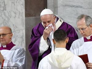 The 83-year-old, who lost part of a lung to a respiratory illness as a young man, has never cancelled so many official audiences or events in his seven-year papacy (he is pictured on February 26, where he was seen coughing). AFP/File