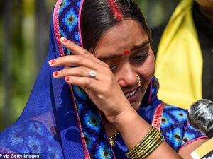 Punita Devi, wife of Akshay Thakur, one of the four men convicted for the gang-rape and murder of a student in 2012. AFP/File