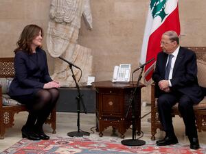 New US ambassador to Lebanon Dorothy Shea hands her credentials to President Michel Aoun (Twitter)