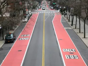 An empty 42nd Street in New York City (Angela Weiss/AFP)