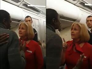 The tense conversation then spun out of control as the man grew angrier, claiming he was hit by the male flight attendant. (Facebook)