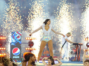 Superstar Dua Lipa's spectacular performance during the 2018 UEFA Champions League final opening ceremony presented by Pepsi at NSC Olimpiyskiy Stadium in Kyiv. (Shutterstock/ File Photo)