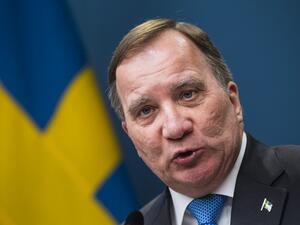 Swedish Prime Minister Stefan Lofven speaks at a presser about the situation of the novel coronavirus COVID-19 at the government headquarters in Stockholm, Sweden, on March 31, 2020. Jonathan NACKSTRAND / AFP