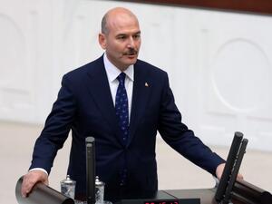 In this file photo taken on July 10, 2018, Turkey's Interior Minister Suleyman Soylu swears in at the Grand National Assembly of Turkey (TBMM) in Ankara, Turkey. Turkey's Erdogan refuses Interior Minister Suleyman Soylu 's resignation over pandemic response, AFP learns on April 12, 2020. ADEM ALTAN / AFP