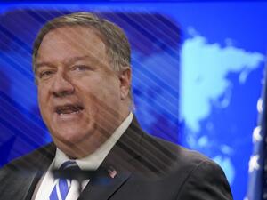 US Secretary of State Mike Pompeo speaks to reporters during a media briefing at the State Department in Washington, DC, May 6, 2020. US Secretary of State Mike Pompeo on Wednesday renewed his widely contested charge that the coronavirus pandemic originated in a Chinese laboratory, but acknowledged there was no certainty. "We don't have certainty, and there is significant evidence that this came from the laboratory. Those statements can both be true," Pompeo told reporters.  KEVIN LAMARQUE / POOL / AFP