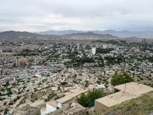 A general view shows the city from the top of a hillside, in Kabul on May 17, 2020. WAKIL KOHSAR / AFP