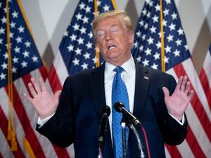 US President Donald Trump speaks during a press conference following the Senate Republicans policy luncheon on Capitol Hill in Washington, DC, on May 19, 2020. SAUL LOEB / AFP