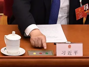 Chinese President Xi Jinping votes on a proposal to draft a security law on Hong Kong during the closing session of the National People's Congress at the Great Hall of the People in Beijing on May 28, 2020. China's rubber-stamp parliament endorsed plans May 28 to impose a national security law on Hong Kong that critics say will destroy the city's autonomy. NICOLAS ASFOURI / AFP